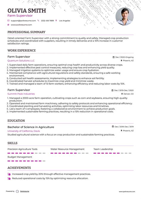 10+ Farm Supervisor Resume Samples & Templates for 2026