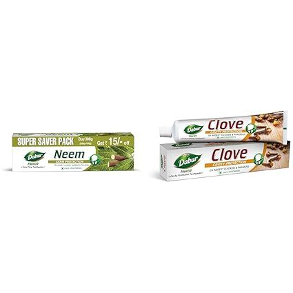 Buy Dabur Herb'l Neem 300g (200g + 100g) and Herb'l Clove Cavity ...