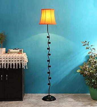 Devansh Soft Back Cotton Orange Designer Tikli Iron Floor Standing Lamp ...