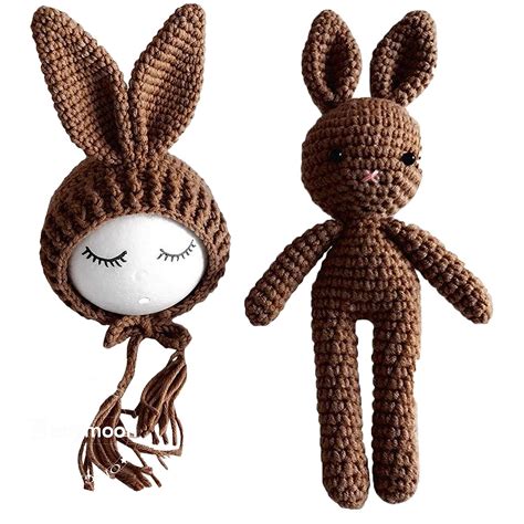 Babymoon Rabbit Toy with Cap New Born Baby Photography Shoot Props Cos ...