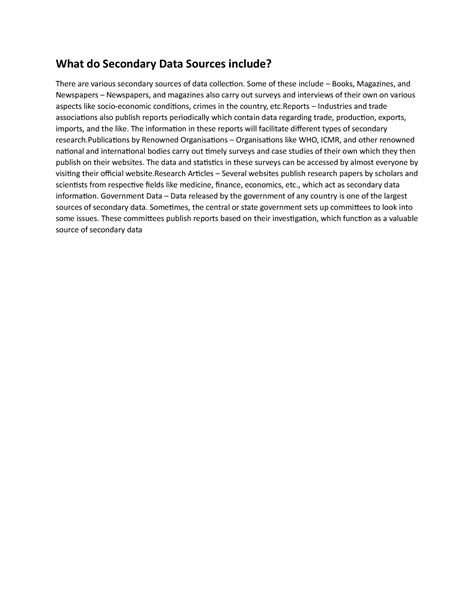 SD 6 - It's lecture notes - What do Secondary Data Sources include ...