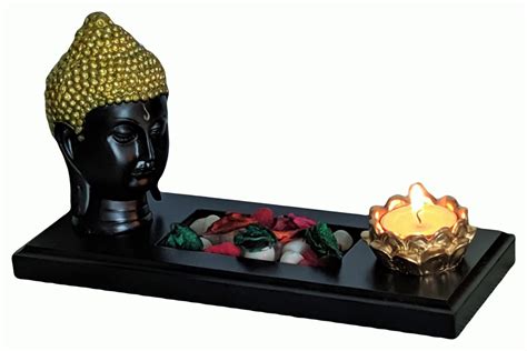 Miniature One Black Golden Buddha Face Showpiece for Decoration