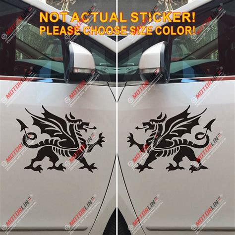 3S MOTORLINE Pair Mirror Image Wales Red Dragon Decal Sticker Welsh Y ...