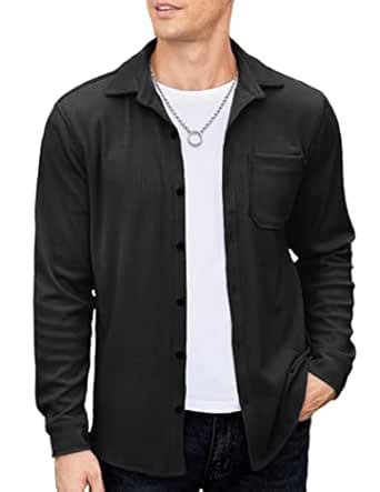 DEELMO Men's Regular Fit Solid Pattern Polyester Blend Shirt with ...