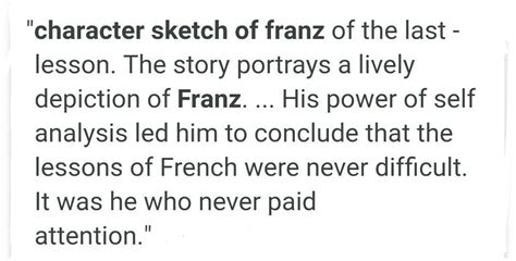 character sketch of Franz in chapter the last lesson? - Brainly.in