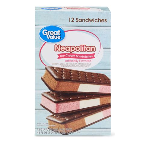 Buy Great Value Neapolitan Ice Cream Sandwiches, 42 oz, 12 Count Online ...