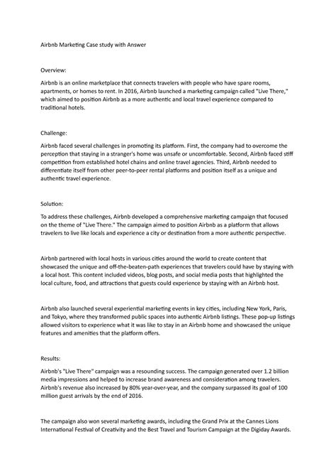 Airbnb Marketing Case study with Answer - Airbnb Marketing Case study ...