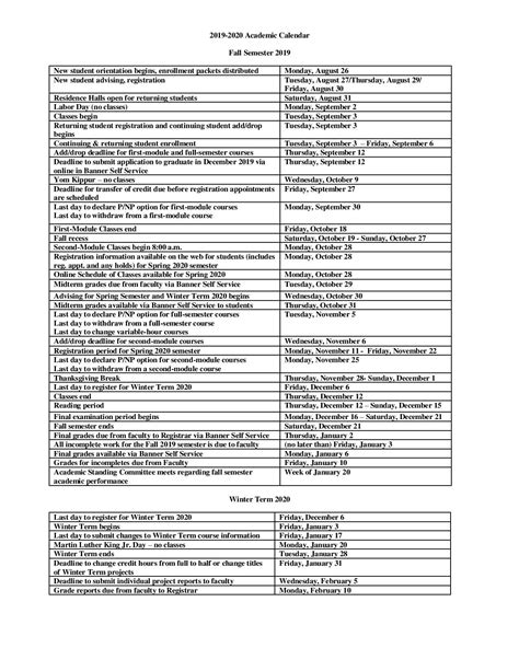 Oberlin Academic Calendar - Printable Word Searches