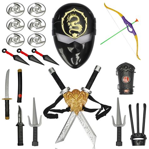 Ninja Warrior Toy Weapons Set Ninja Knife Katana Sai Mask | Desertcart ...