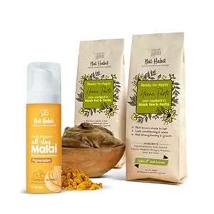 Buy Nat Habit Ready-To-Apply Henna Paste & Tumeric Nutmeg Face Malai ...