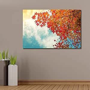 999store Unframed Printed Colorful Autumn Leaves Canvas Painting (180 X ...