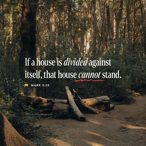 Mark 3:25-30 If a house is divided against itself, that house cannot stand. And if Satan opposes ...