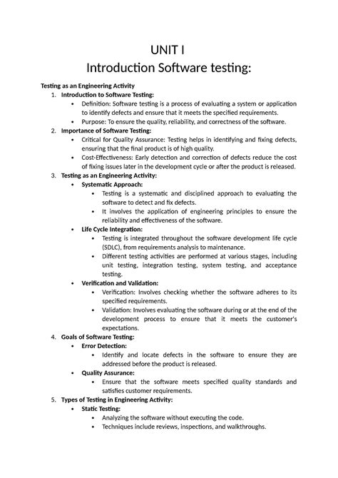 UNIT I - some of the notes from lecture - UNIT I Introduction Software ...