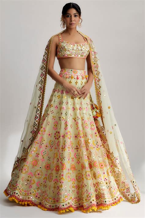 Shop Mint Green Georgette Lehenga Set Online-Gopi Vaid
