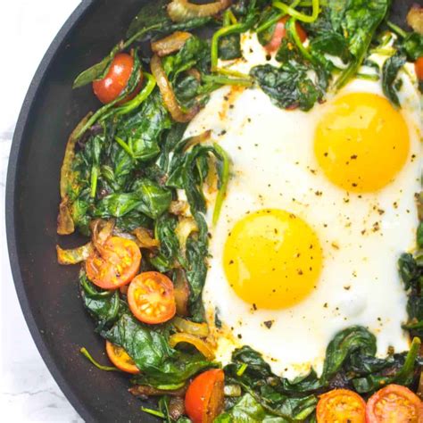 Cooked Spinach And Eggs