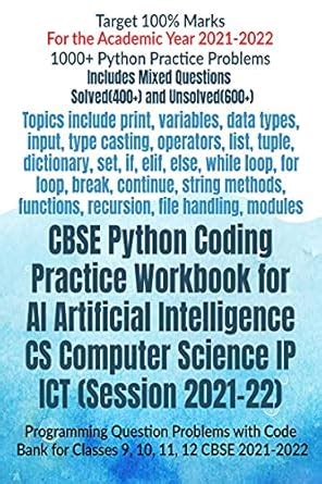 CBSE Python Coding Practice Workbook for AI Artificial Intelligence CS ...