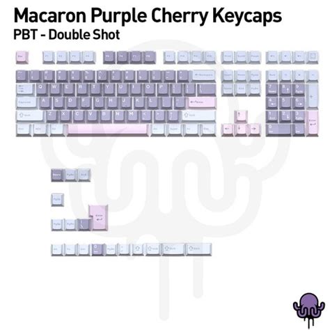 Promo Macaron Purple Cherry Keycaps PBT Double Shot Mechanical Keyboard ...