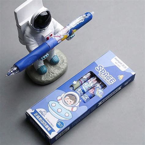 4 Astronaut Push-Button Erasable Pens, Crystal Blue 0.5 Gel Pens That ...