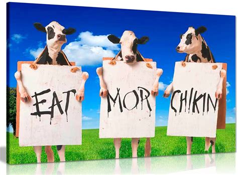Cows Eat More Chicken Sign Quote Canvas - Panther Print
