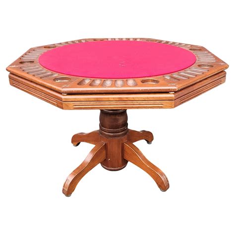 Mid Century Octagonal Wooden Game/poker Table For Sale at 1stDibs