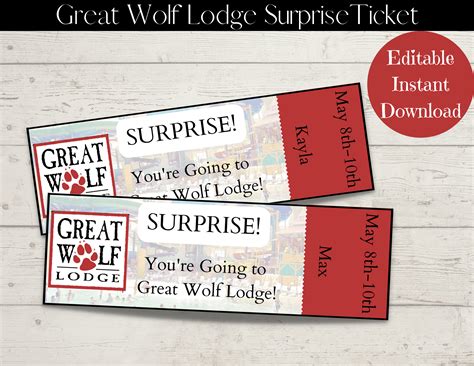 Great Wolf Lodge Ticket Great Wolf Lodge Surprise Ticket - Etsy UK