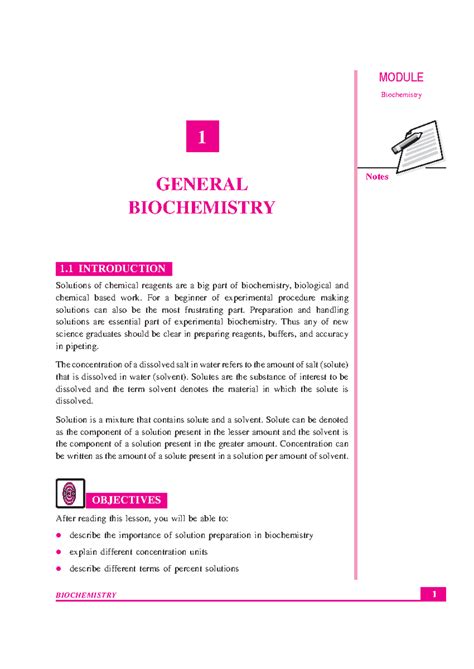 Lesson 01 - Introduction to General Biochemistry Concepts - Studocu