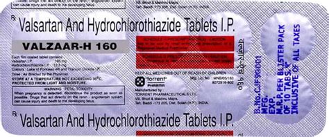 Valzaar H 160mg Strip Of 10 Tablets: Uses, Side Effects, Price & Dosage ...