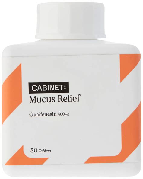 Cabinet Mucus Relief Caplets Active Ingredients Guaifenesin 400mg Chest ...