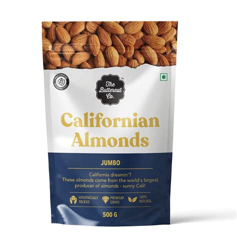 The Butternut Co. Natural Premium California Almonds Jumbo Size 500g ...