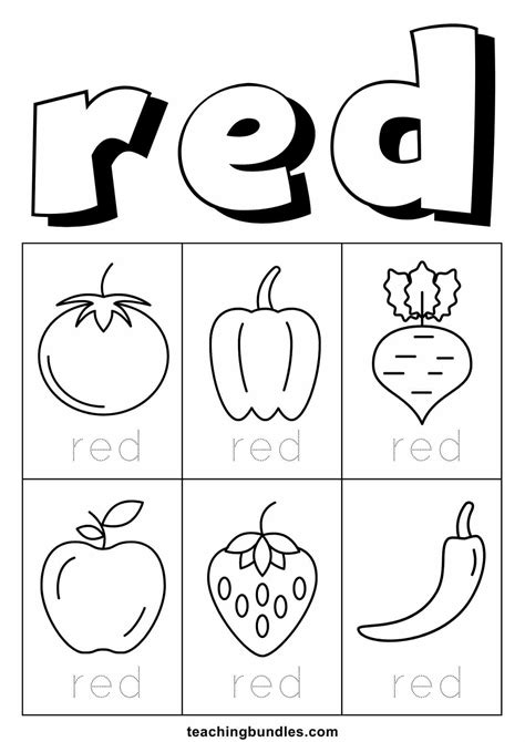 Free Red Color Worksheets - Teachingbundles