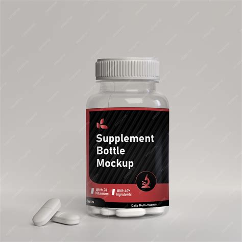 Transparent supplement bottle mockup | Premium PSD