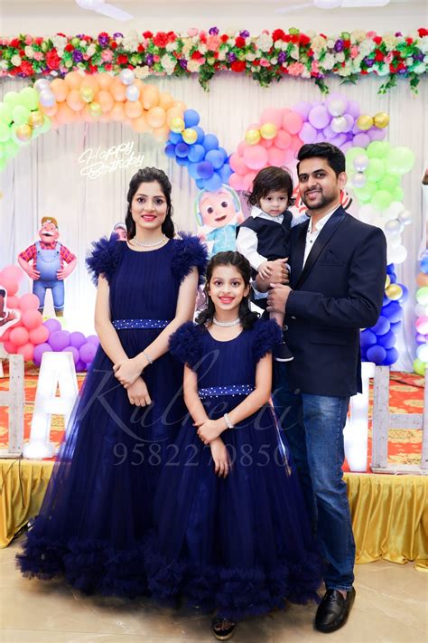 Navy Blue Net Frill Twinning For Mother & Daughter – Kulreeti®