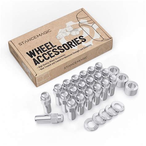 20pcs Chrome Cragar Mag Lug Nuts with Washer, 7/16x20 RH, 1.36in Shank ...