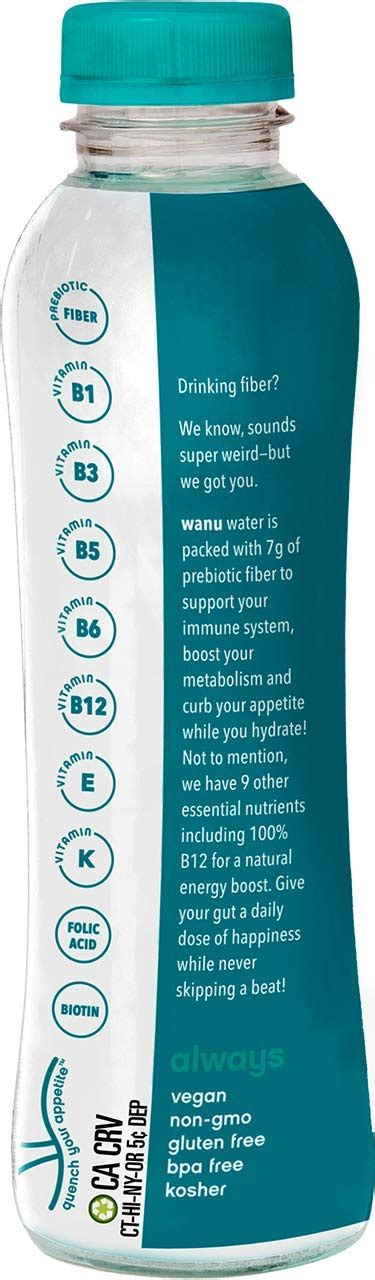 Buy Wanu Water Prebiotic Fiber & Nutrient Infused Flavored Water, Dark ...