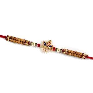 Buy UPHARKARO Rakshabandhan Rakhi Beautified Shri morpankh red stone ...