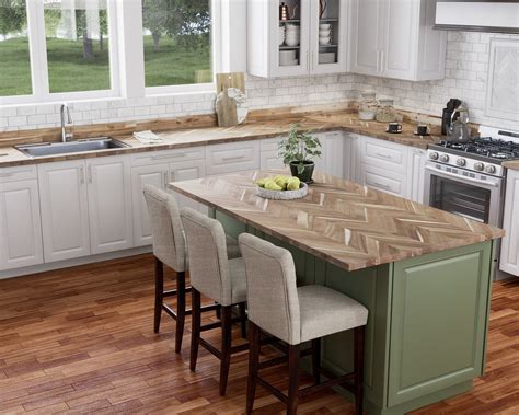 allen + roth 6-ft x 39-in x 1.5-in Natural Chevron Acacia Butcher Block ...