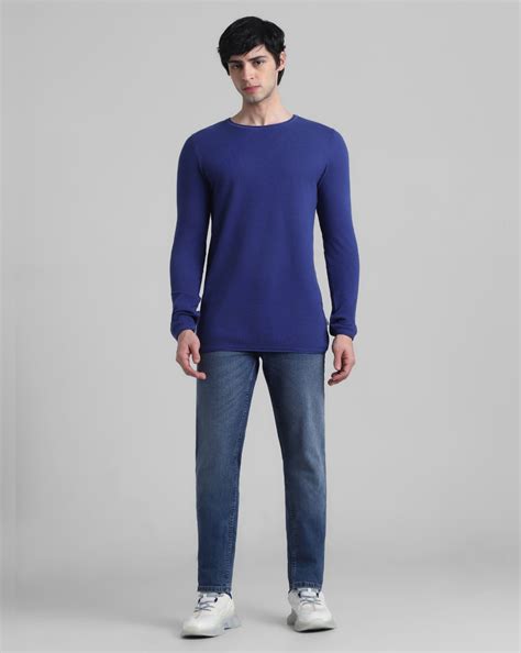 Dark Blue Knitted Cotton Pullover