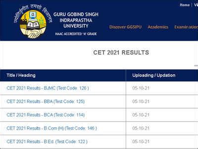 IPU CET Result 2021 for BJMC, BBA, BCA, B.Com (H) and B.Ed. released ...