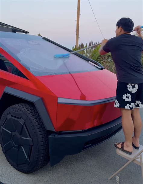 Tesla Cybertruck Owner Wraps His EV in Chrome Red, Can't Go to the Car Wash Anymore - autoevolution