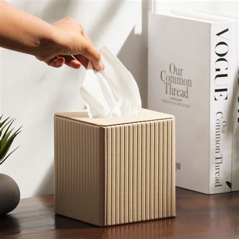 Enhabit Columns Square Tissue Box Holder - Taupe
