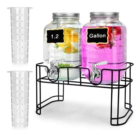 DD&HAPP Glass Drink Dispensers For Parties. 1.2 Gallon Beverage ...