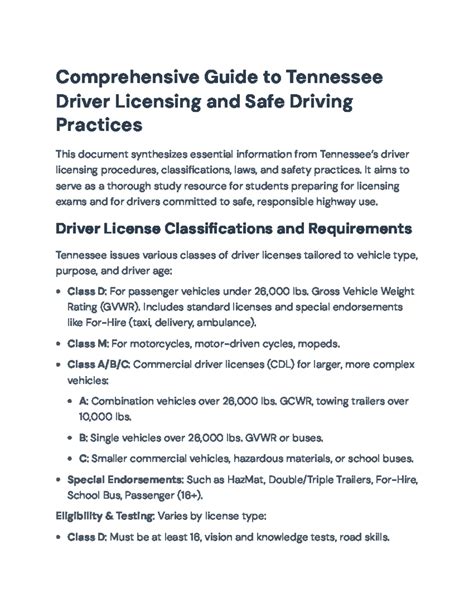 Comprehensive Guide to TN Driver Licensing & Safe Driving Practices ...