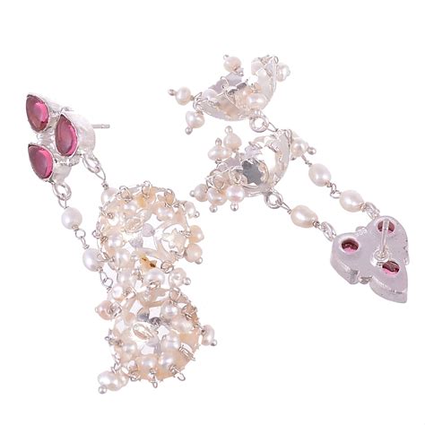 Buy Sterling Silver Pink Handcrafted Pearl Drop Earrings for Women ...