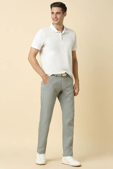 Buy Men Grey Slim Fit Solid Casual Trousers Online - 39633866 | Allen Solly