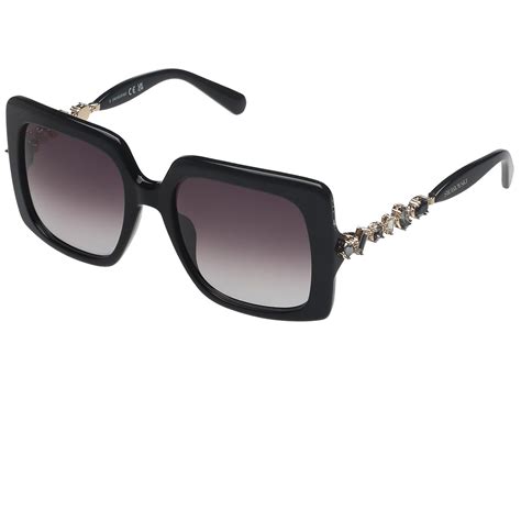 Buy Swarovski Women's Black Over-sized 100% UV Protection (UV 400) Grey ...