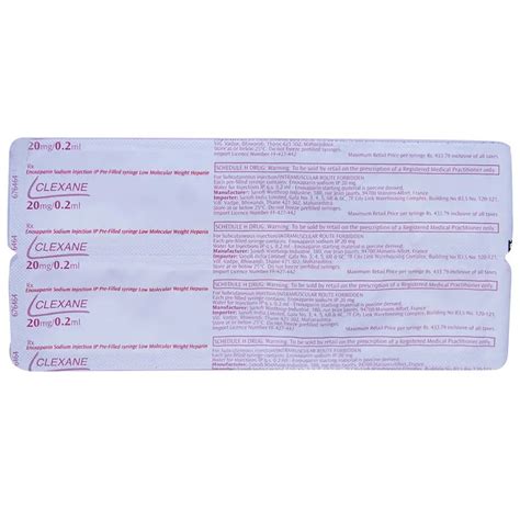 Buy Clexane 20mg Injection online | Uses, Side Effects, Price and ...