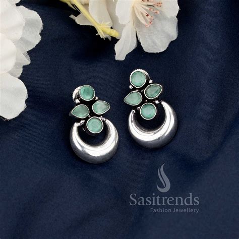 Oxidised Half Moon Motif Earrings – Ethnic Style – Sasitrends