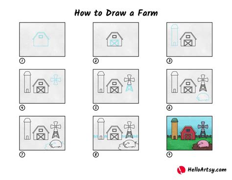 How to Draw a Farm - HelloArtsy