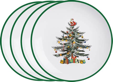 Amazon.com | Jmugmt Christmas Dinner Plates Set of 4, Christmas Tree ...