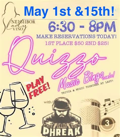 Quizzo at NLV, 214 Tabernacle Road, New Columbia, PA, 1 May 2025 ...